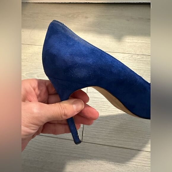 Manolo Blahnik BB 105mm Blue Suede Pumps - Picture 6 of 16